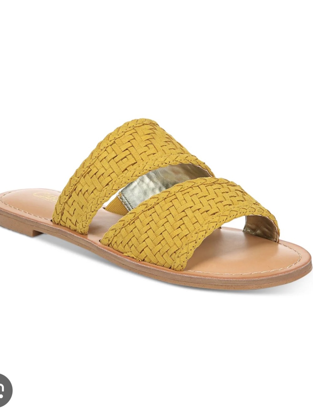 Carlos Santana Holly Yellow Mustard Woven Basket Weave Slide Sandals Size 7